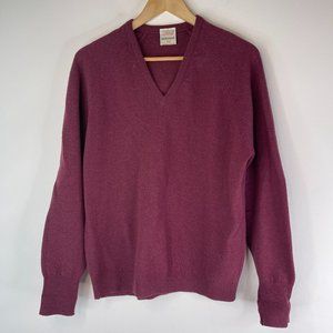 ST. MICHAEL Mens 100% Lambs Wool Burgundy V Neck Sweater 40"